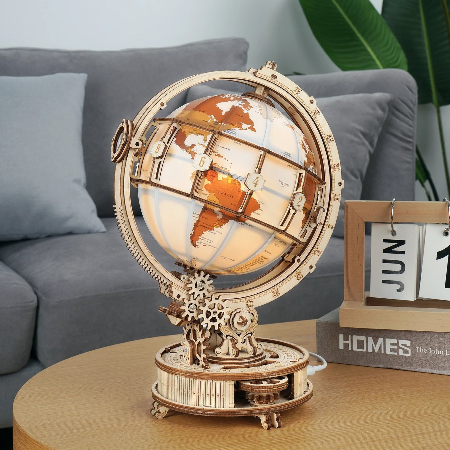 Wooden Globe Lamp