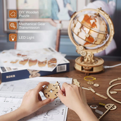 Wooden Globe Lamp